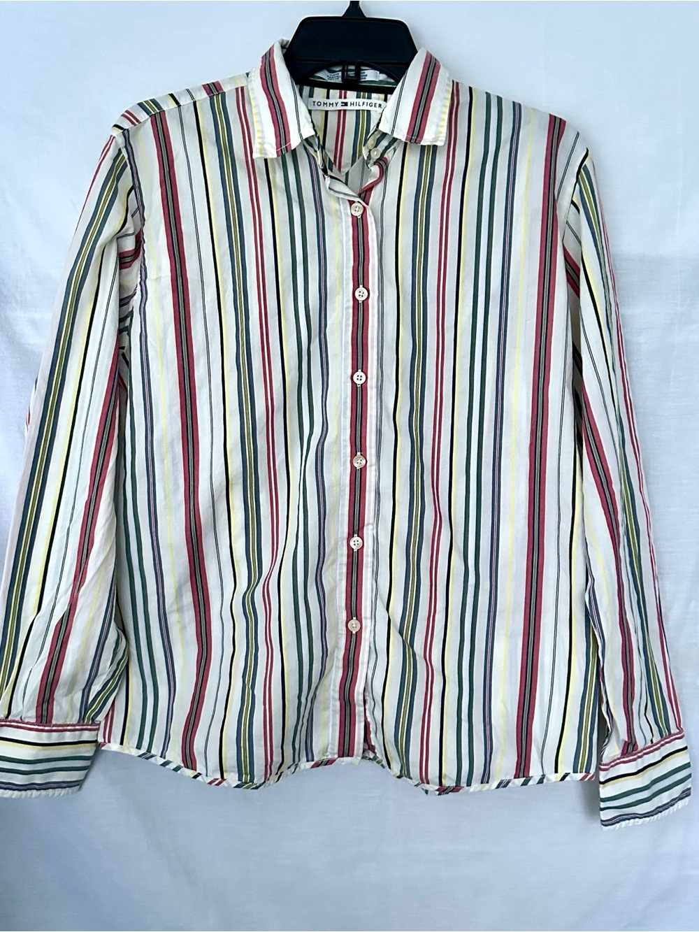 Vintage 90s Women’s Tommy Hilfiger Multicolor Vertical Striped Button Down - 14